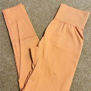 Orange Ribbed Leggings